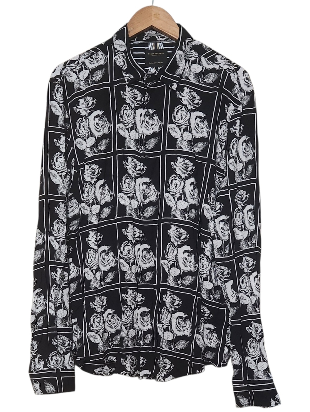 Denim & Flower Ricky Singh Black & White Floral Long Sleeve Button-Up Shirt